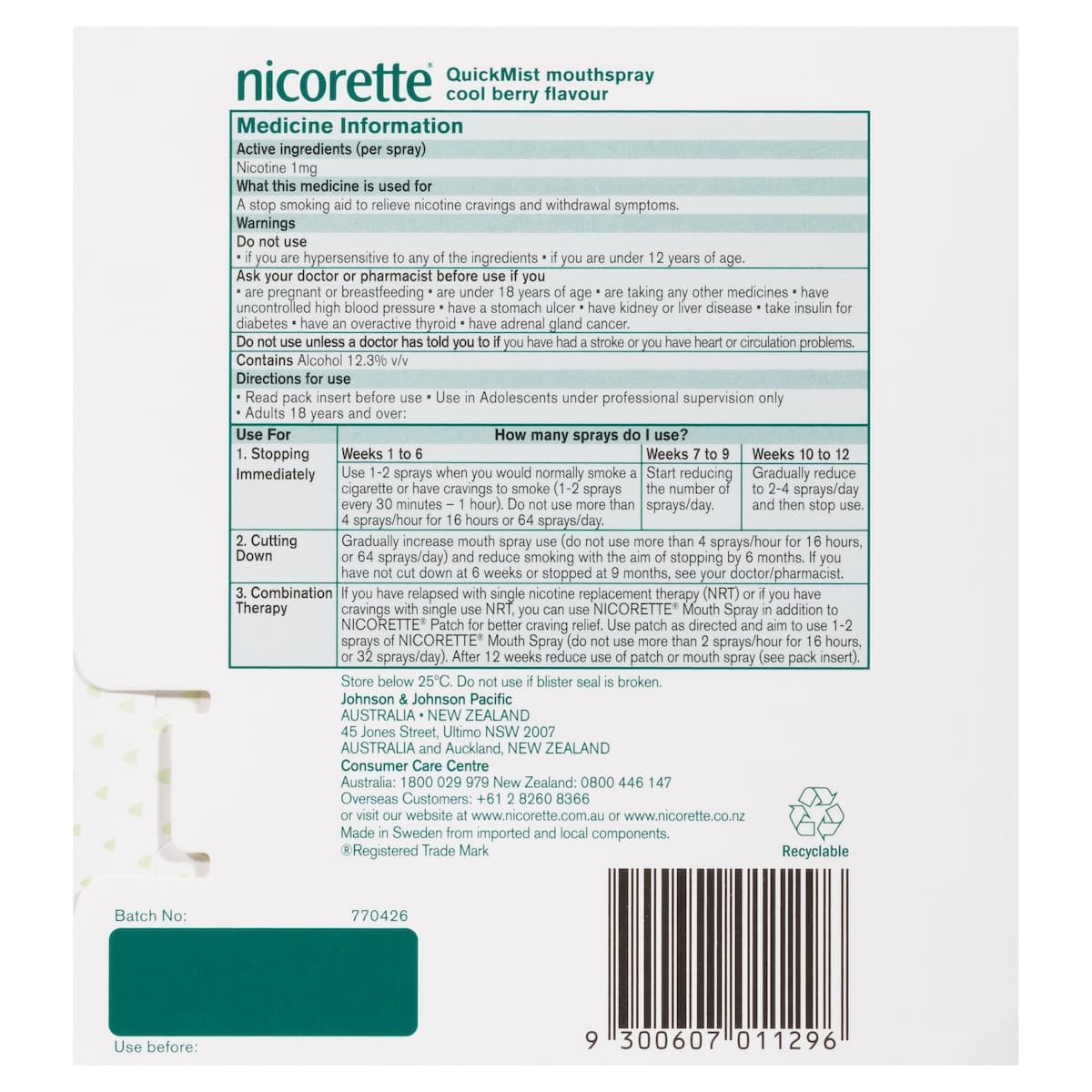 Thumbnail Nicorette QuickMist Nicotine Mouth Spray Berry 2 x 150 Sprays