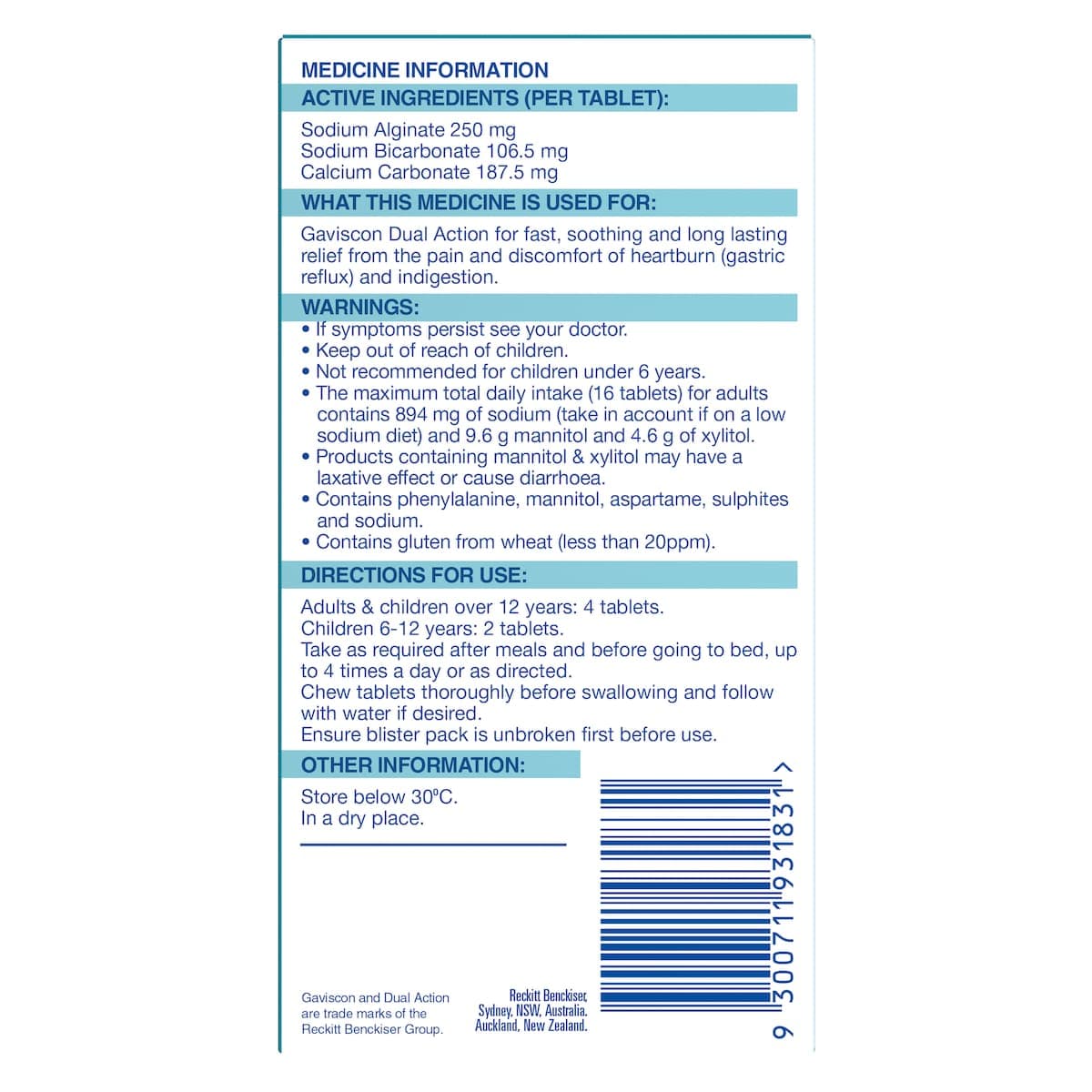 Thumbnail Gaviscon Dual Action Peppermint Chewable Tablets 32 Pack
