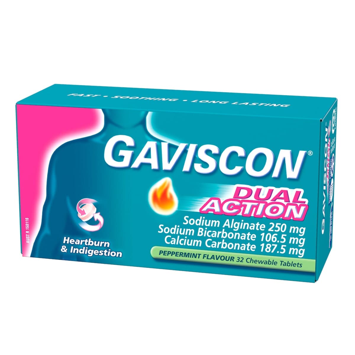 Thumbnail Gaviscon Dual Action Peppermint Chewable Tablets 32 Pack