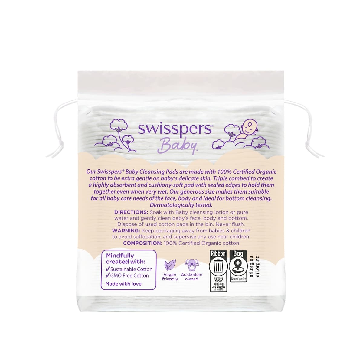 Thumbnail Swisspers Baby Organic Cotton Pads Large 40 Pack