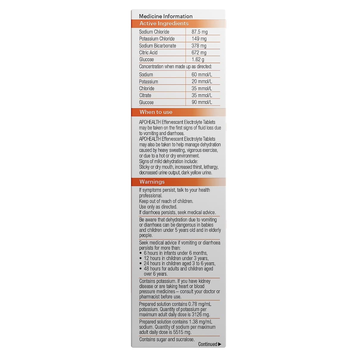 Thumbnail APOHEALTH Effervescent Electrolyte Tablets Orange 20 Tablets
