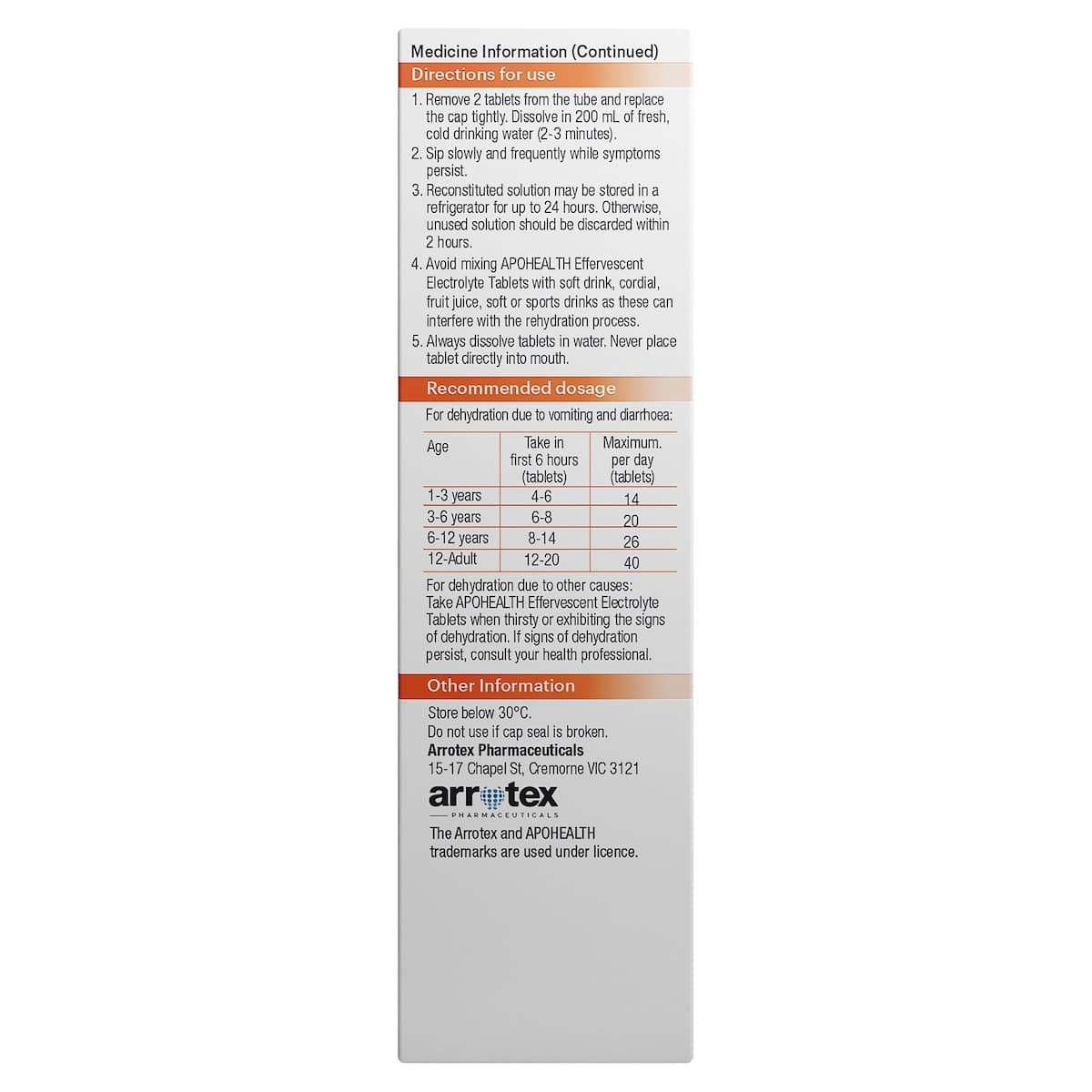 Thumbnail APOHEALTH Effervescent Electrolyte Tablets Orange 20 Tablets