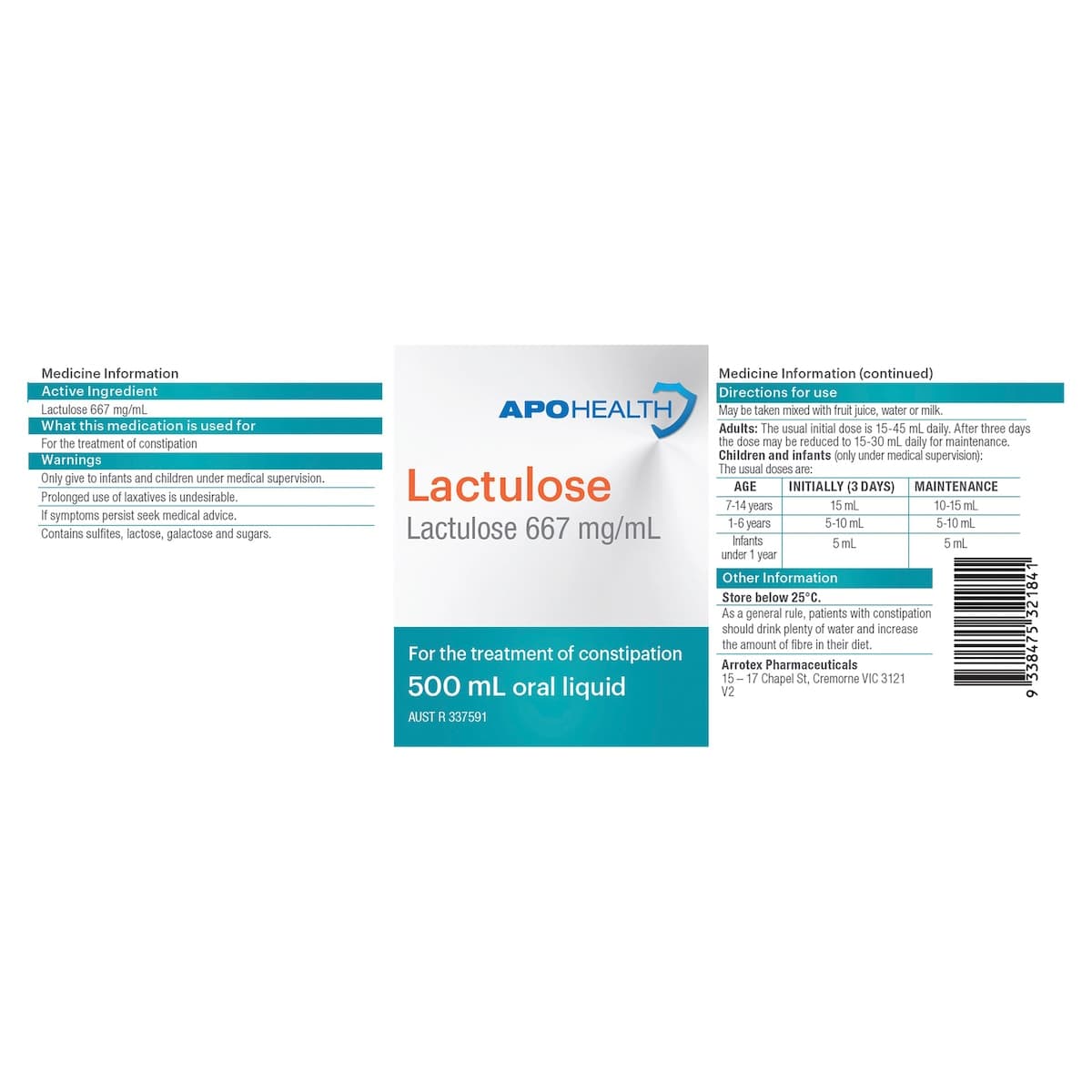 Thumbnail APOHEALTH Lactulose Oral Liquid 500ml
