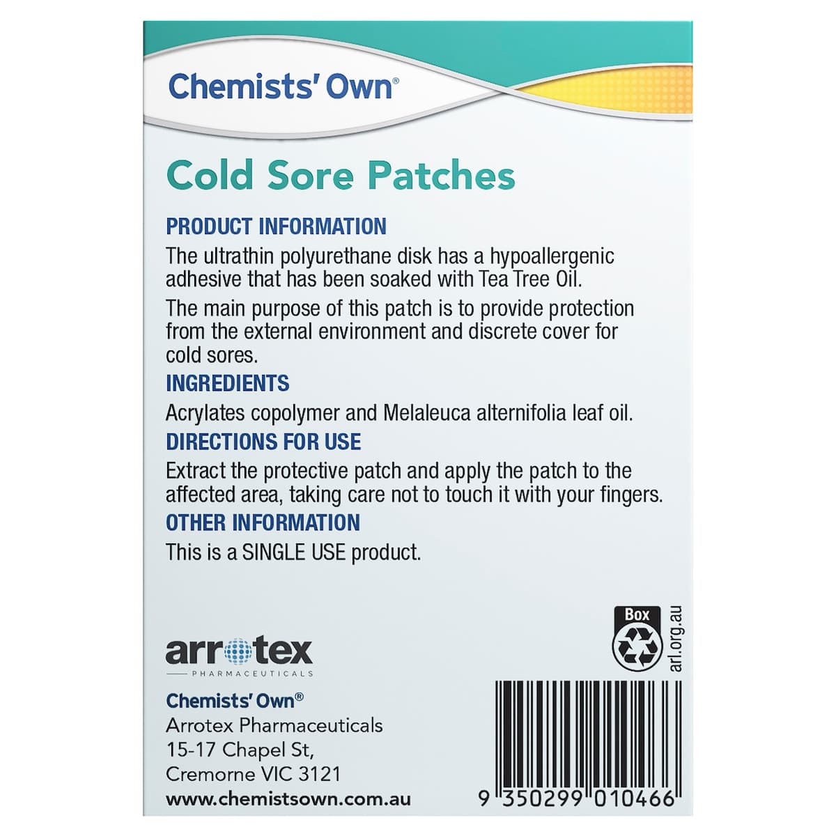 Thumbnail Chemists Own Cold Sore Patches 12 Pack