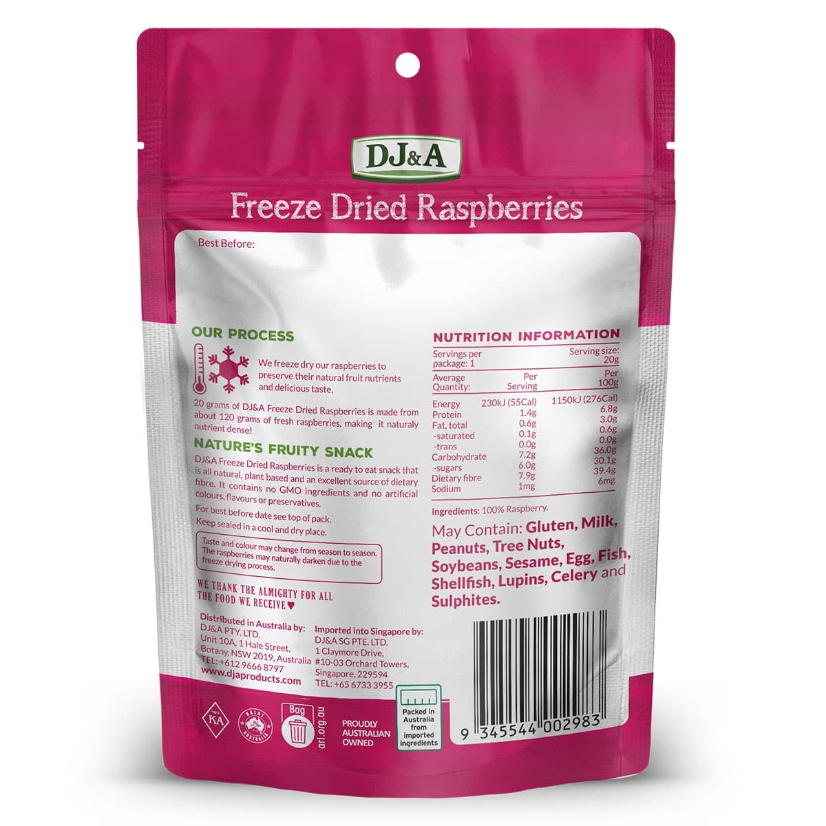 Thumbnail DJ&A Freeze Dried Raspberries 20g