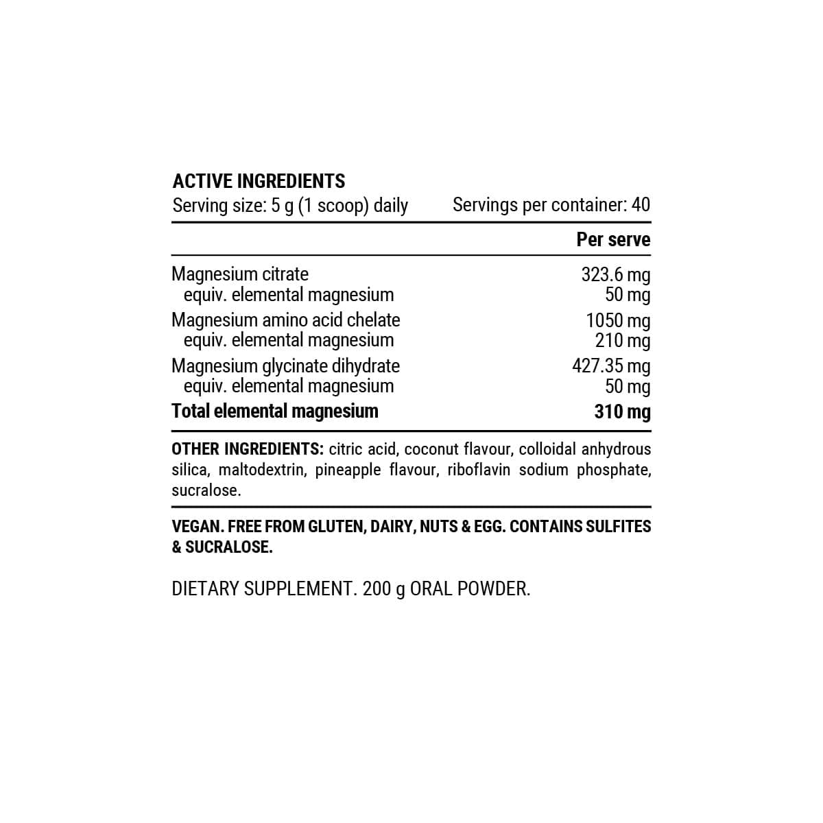 Thumbnail Pillar Performance Triple Magnesium Powder Pineapple Coconut 200g