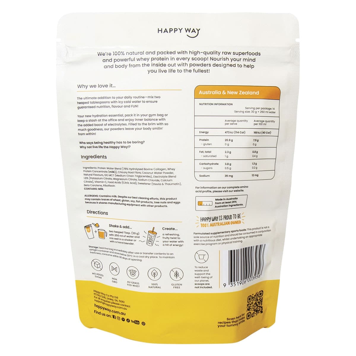 Thumbnail Happy Way Whey Protein Water Powder Tropical Crush 420g