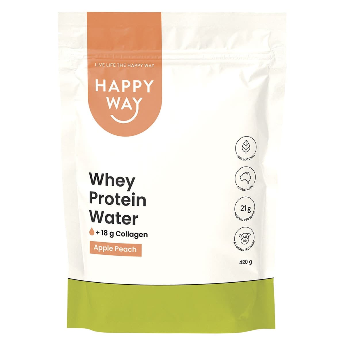 Thumbnail Happy Way Whey Protein Water Powder Apple Peach 420g