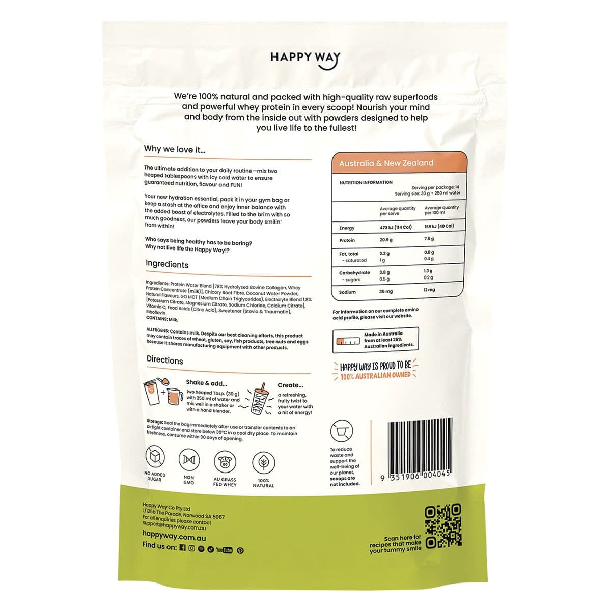 Thumbnail Happy Way Whey Protein Water Powder Apple Peach 420g
