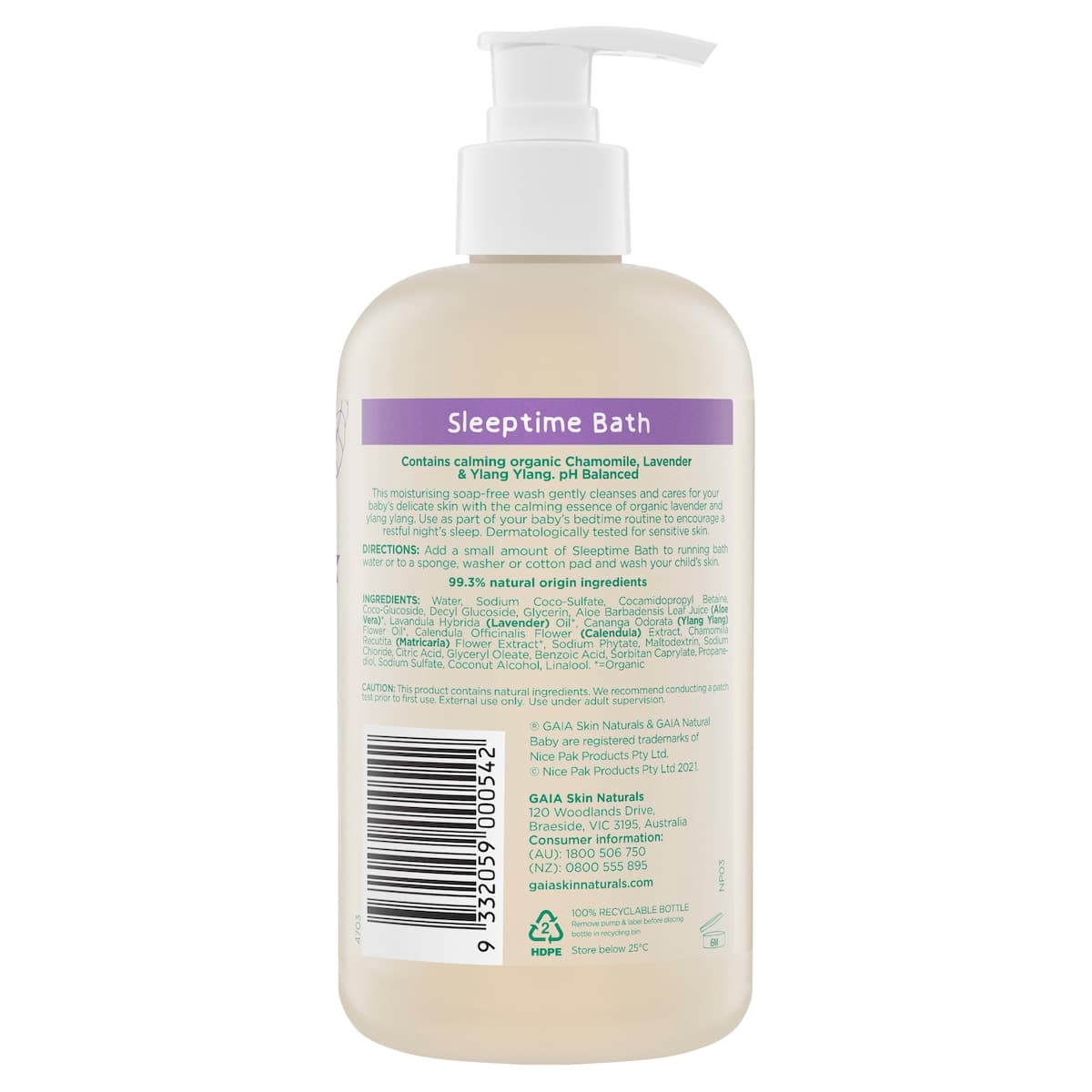 Thumbnail Gaia Natural Baby Sleep Time Bath Wash 500ml