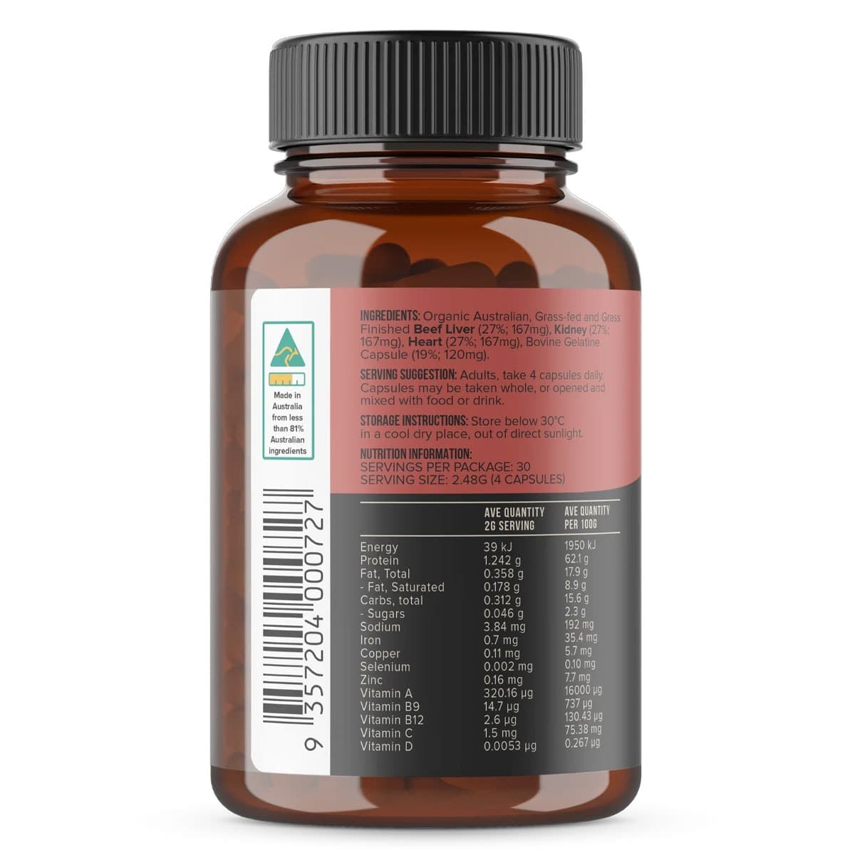 Thumbnail Chief Organic Beef Liver Heart & Kidney 120 Capsules