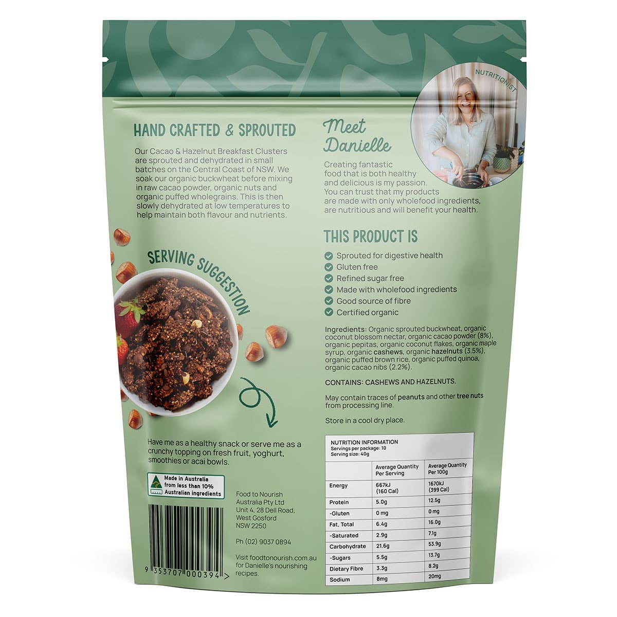 Thumbnail Food To Nourish Sprouted Clusters Cacao & Hazelnut 400g