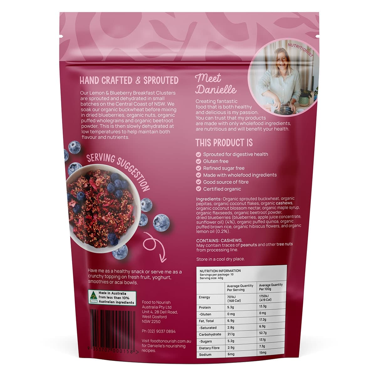 Thumbnail Food To Nourish Sprouted Clusters Lemon & Blueberry 400g