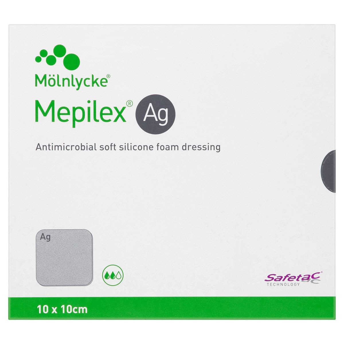 Thumbnail Mepilex AG Antimicrobial Foam Dressing 287110 10cm x 10cm 5 Pack