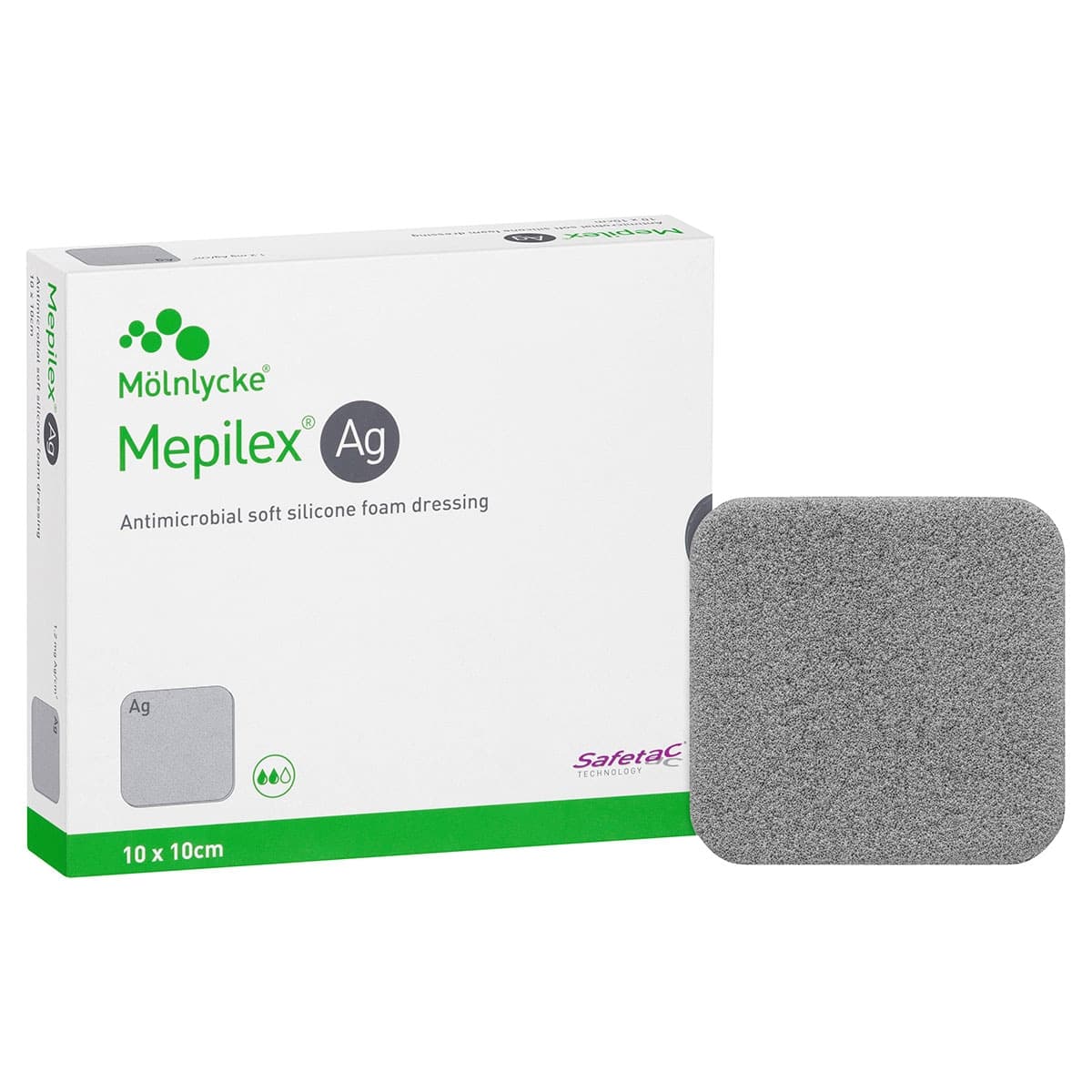 Thumbnail Mepilex AG Antimicrobial Foam Dressing 287110 10cm x 10cm 5 Pack