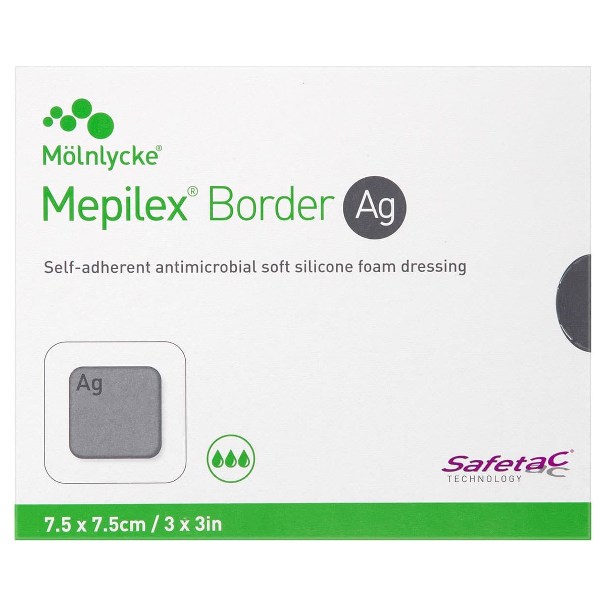 Thumbnail Mepilex Border AG Wound Dressing 395200 7.5cm x 7.5cm 5 Pack
