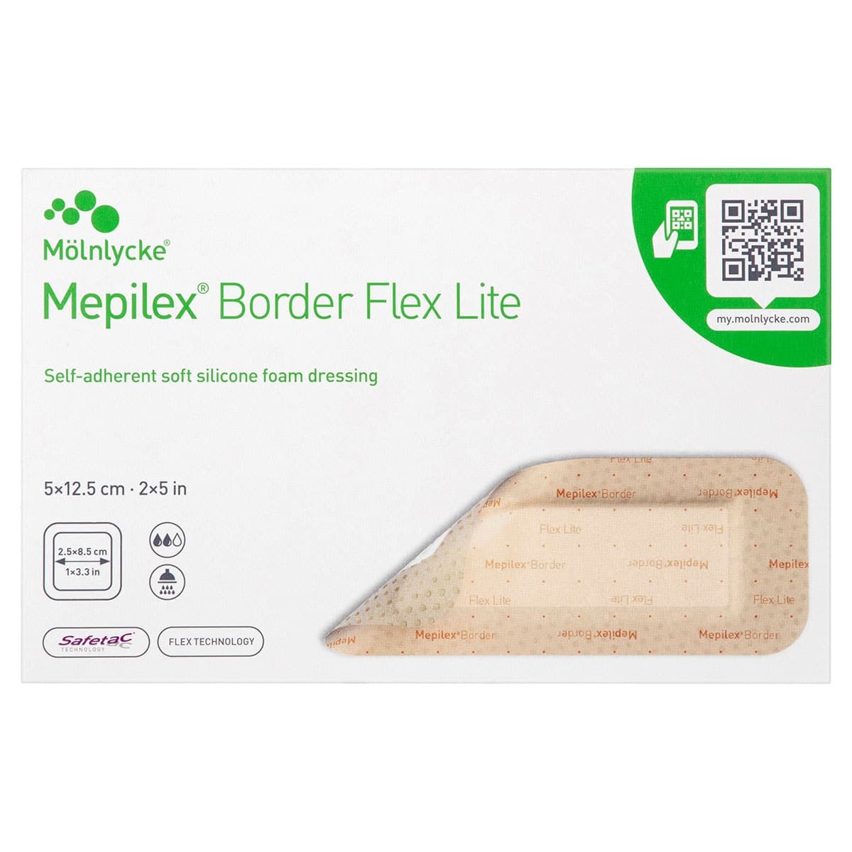 Thumbnail Mepilex Border Flex Lite Wound Dressing 581100 5cm x 12.5cm 5 Pack