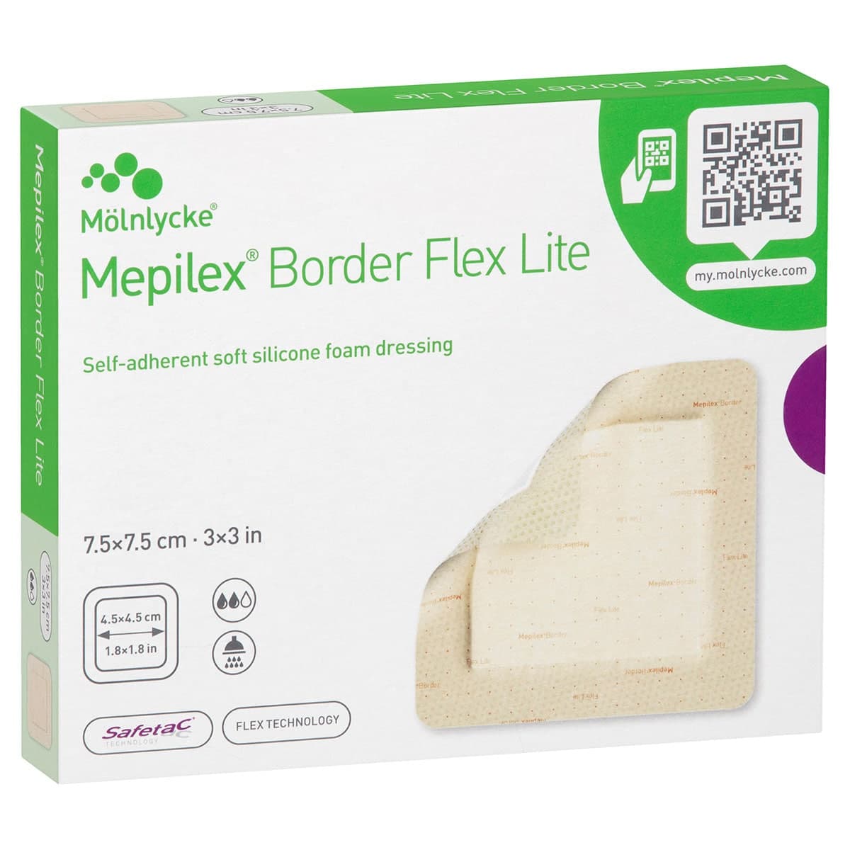 Thumbnail Mepilex Border Flex Lite Wound Dressing 581200 7.5cm x 7.5cm 5 Pack