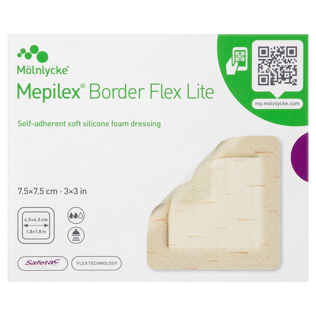 Thumbnail Mepilex Border Flex Lite Wound Dressing 581200 7.5cm x 7.5cm 5 Pack