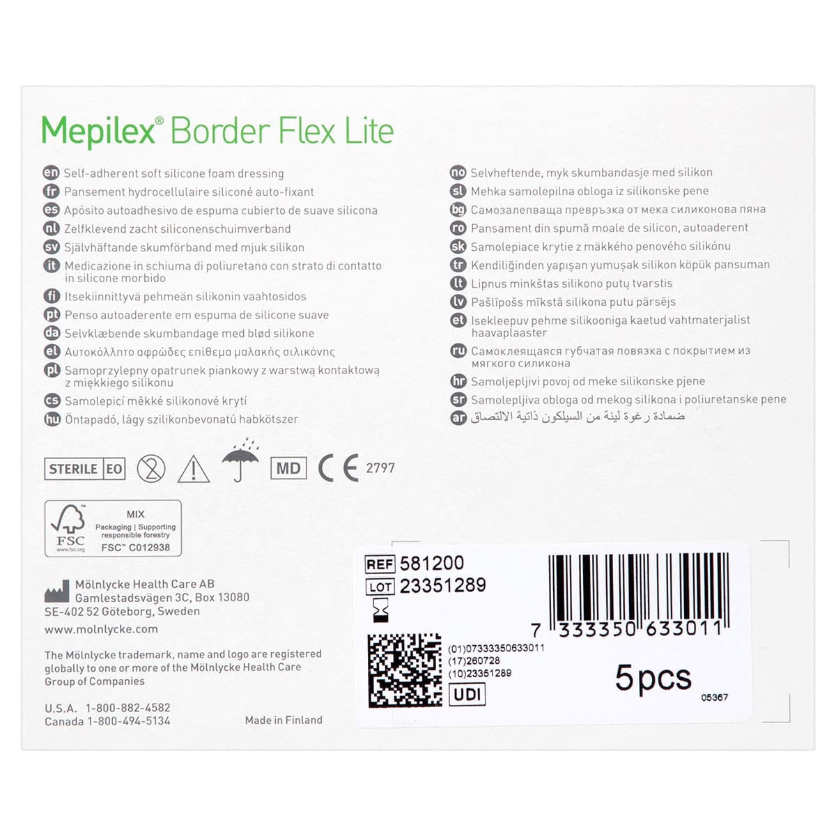 Thumbnail Mepilex Border Flex Lite Wound Dressing 581200 7.5cm x 7.5cm 5 Pack