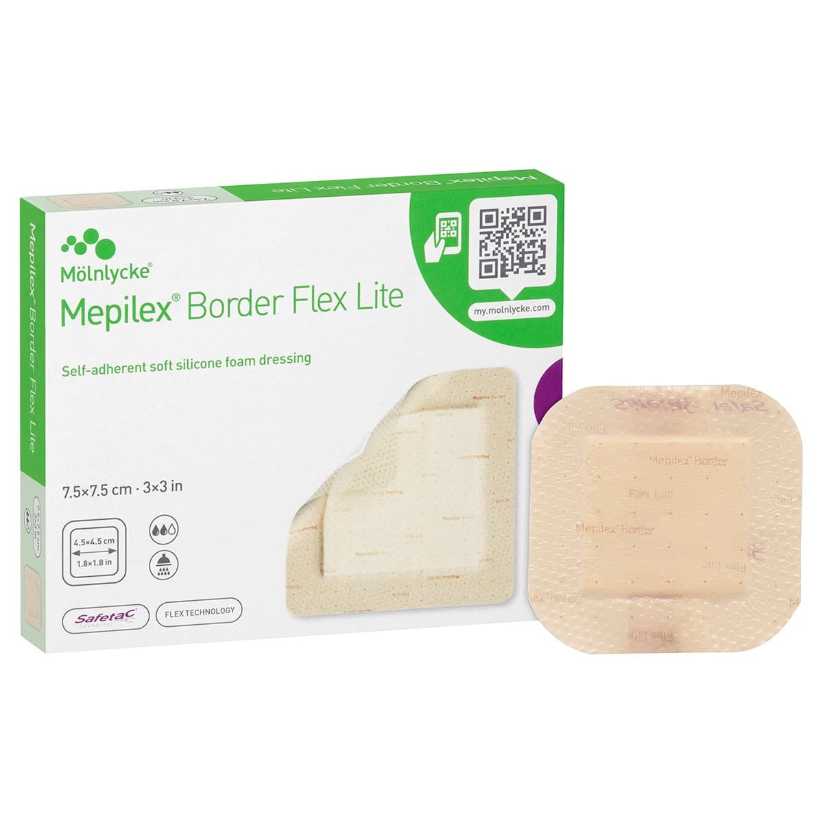 Thumbnail Mepilex Border Flex Lite Wound Dressing 581200 7.5cm x 7.5cm 5 Pack