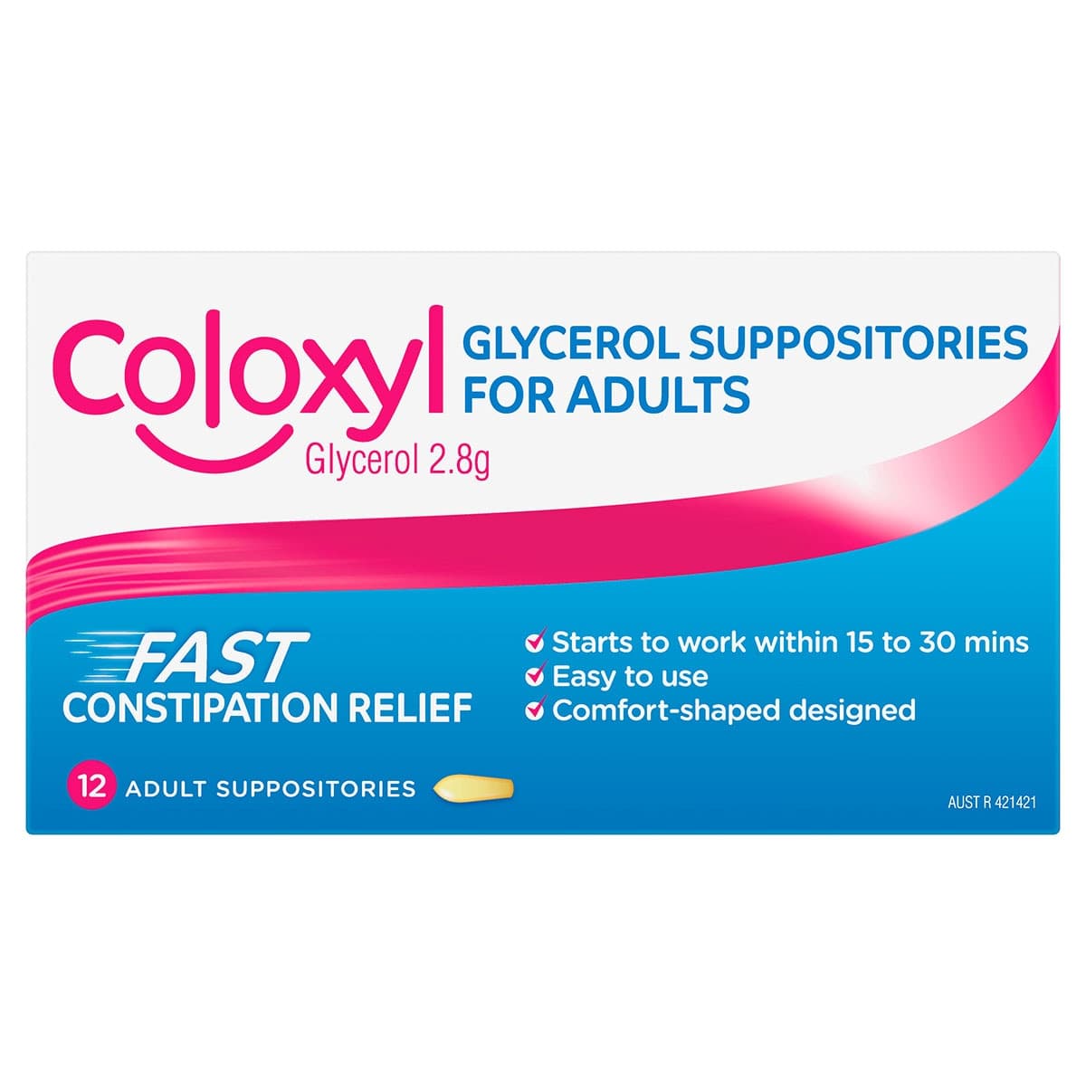 Thumbnail Coloxyl Adult Glycerol Suppositories 12 x 2.8g