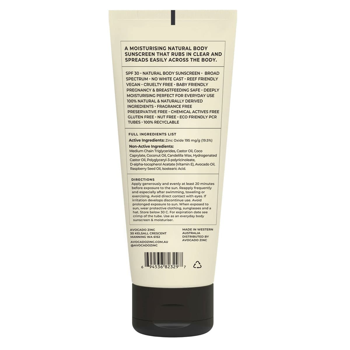 Thumbnail Avocado Zinc Natural Body Sunscreen SPF30 - 100ml