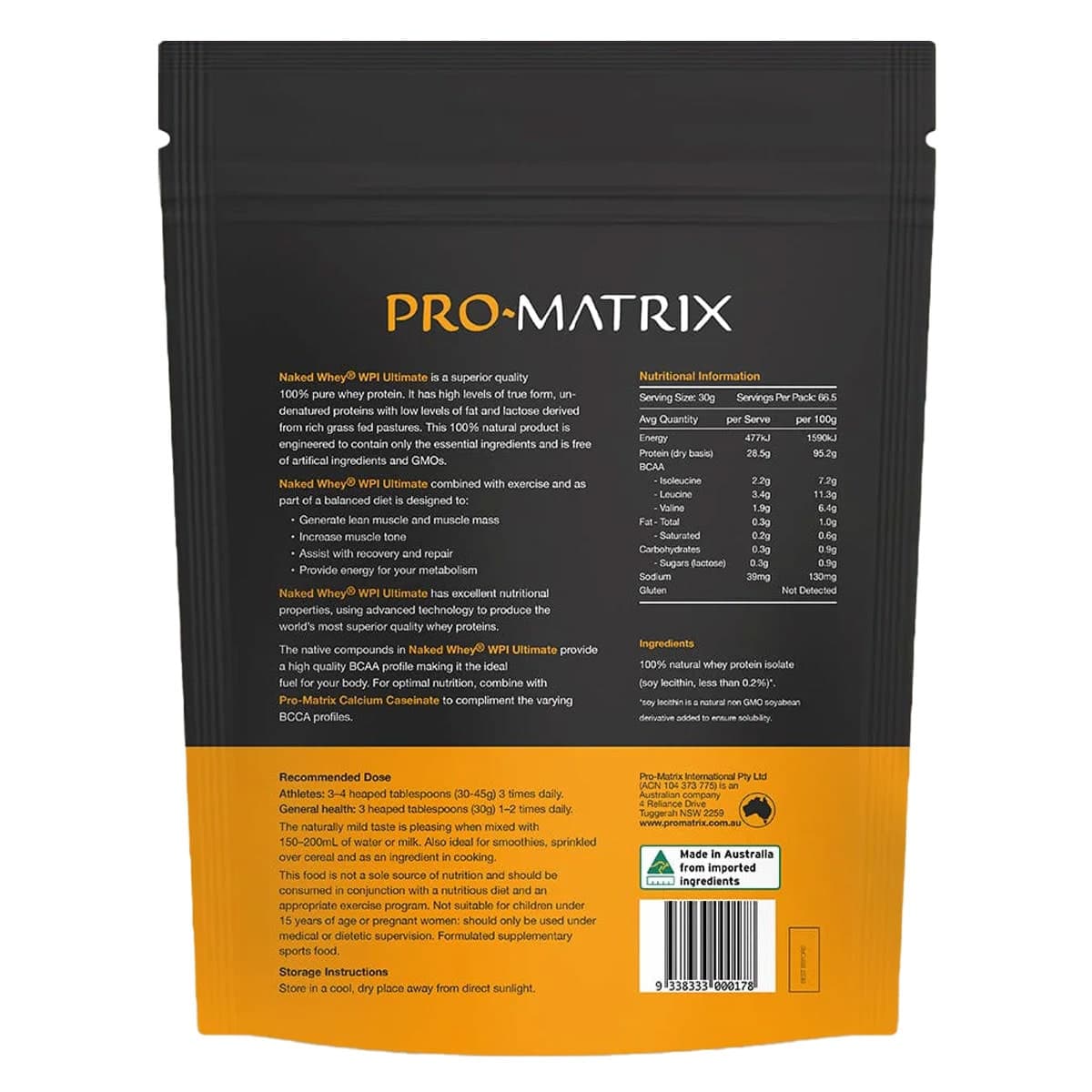 Thumbnail Pro Matrix Naked Whey Protein Isolate Unflavoured 2Kg