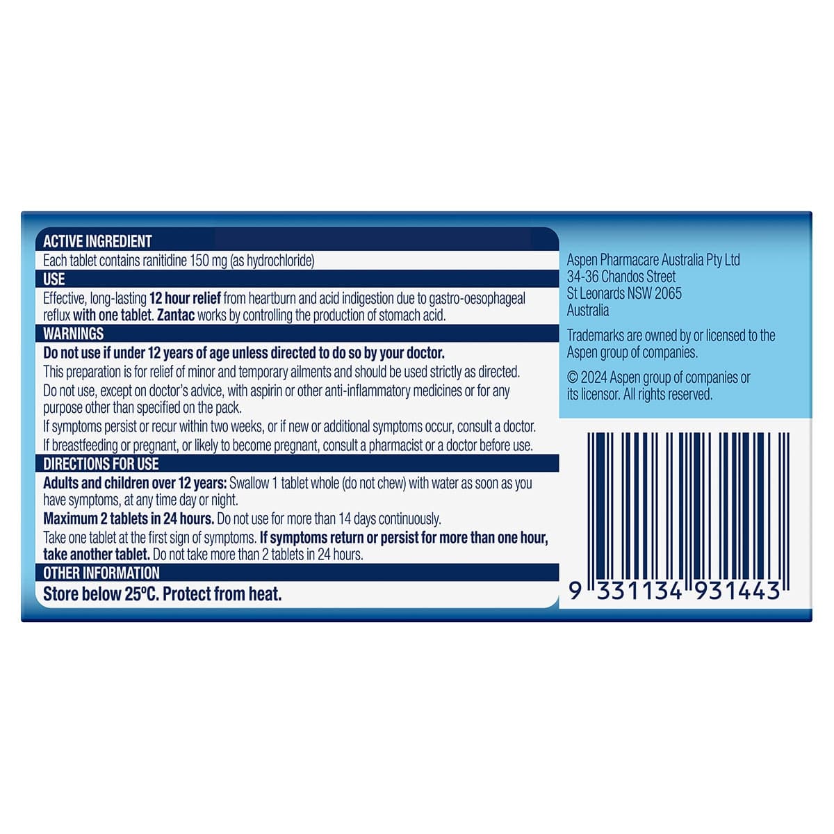 Thumbnail Zantac 12 Hour 150mg 28 Tablets