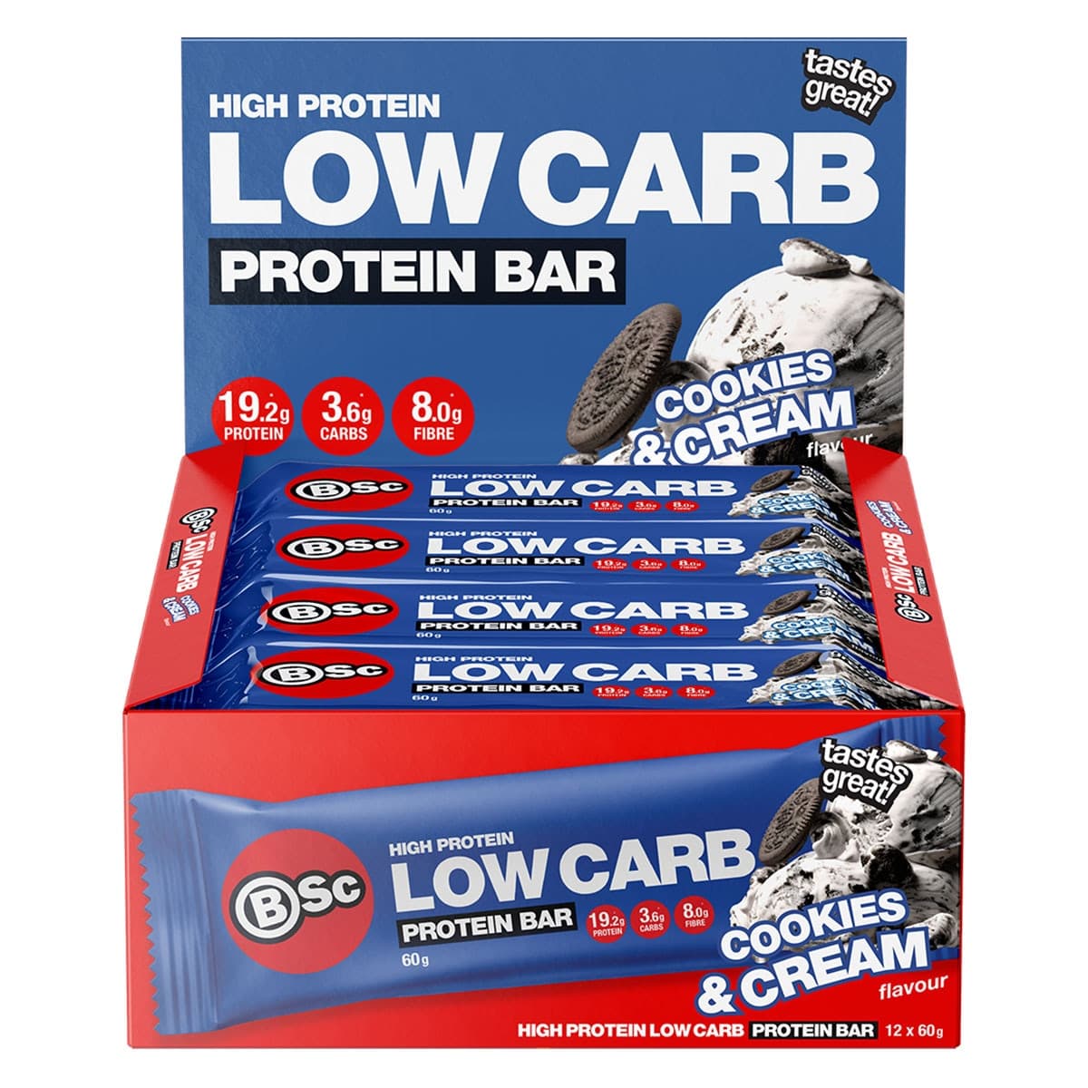 Thumbnail BSc High Protein Low Carb Bar Cookies & Cream 12 x 60g