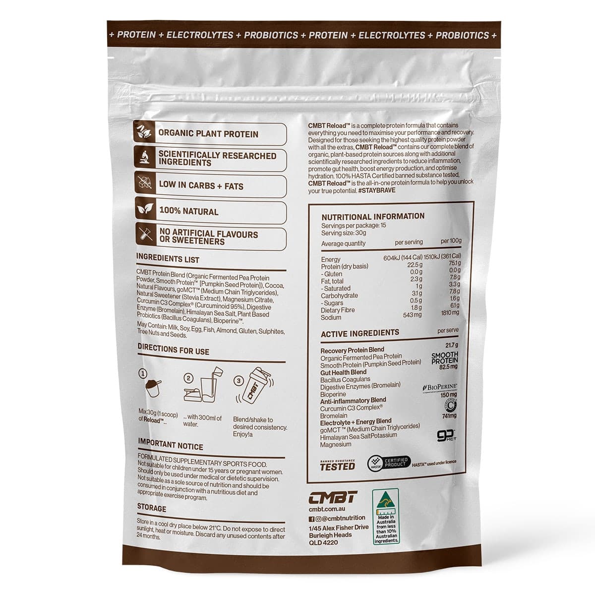 Thumbnail CMBT Reload Protein Powder Chocolate 450g