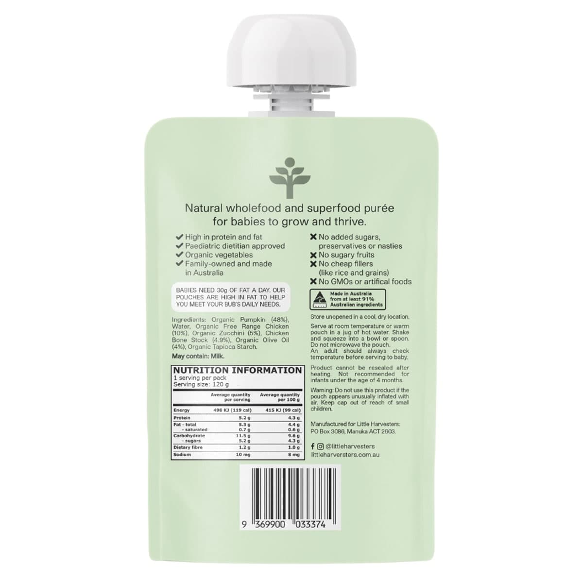 Thumbnail Little Harvesters Chicken Puree Pouch 4months+ - 120g