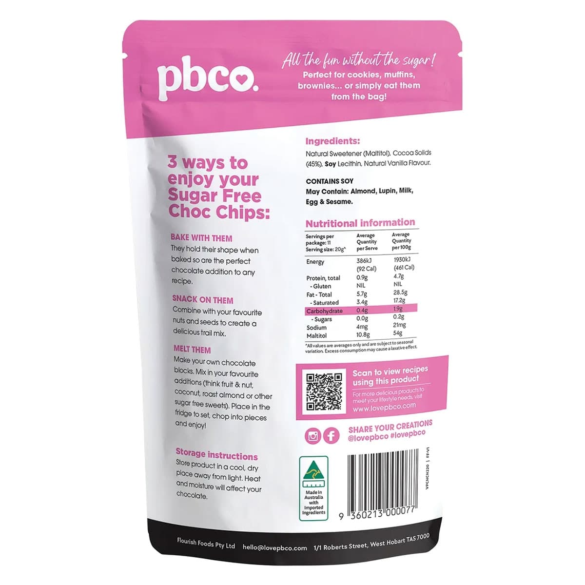 Thumbnail Pbco. Choc Chips 98% Sugar Free 200g