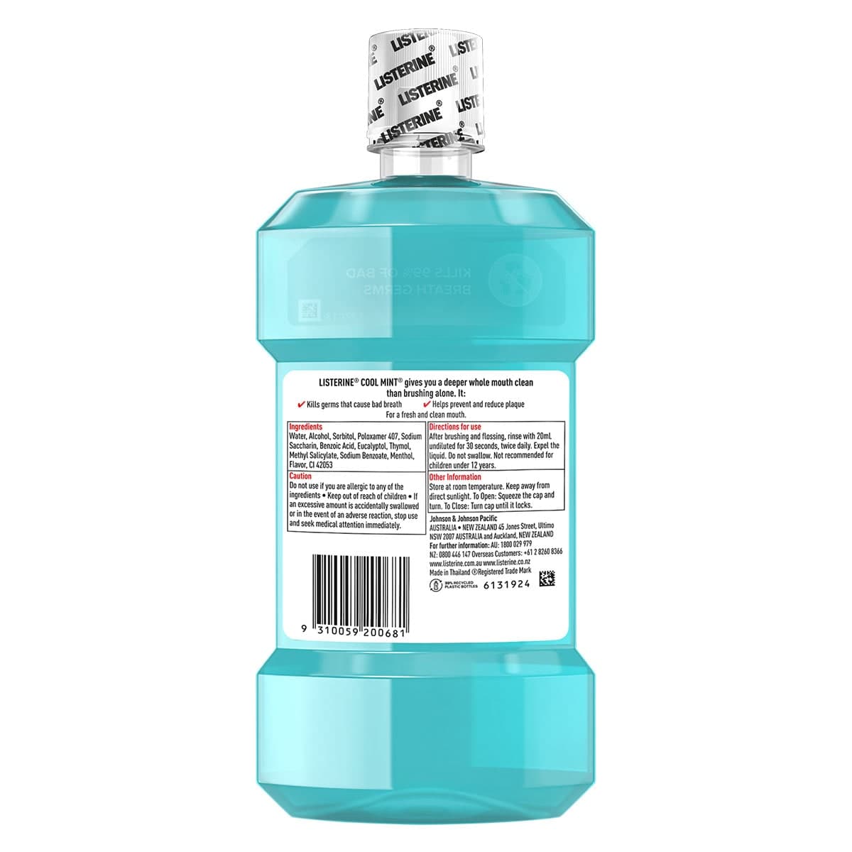 Thumbnail Listerine Cool Mint Antibacterial Mouthwash 500ml