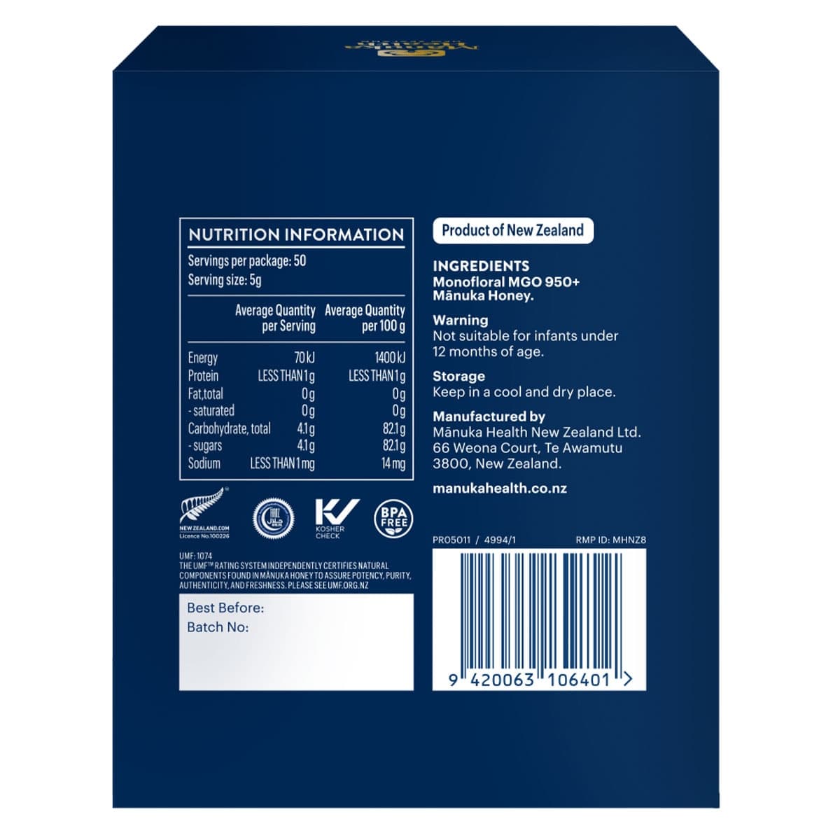 Thumbnail Manuka Health MGO 950+ UMF21+ Manuka Honey 250g