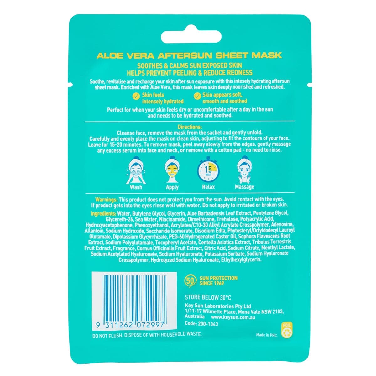 Thumbnail Key Sun Zinke Aloe Aftersun Sheet Mask With Aloe Vera 30g
