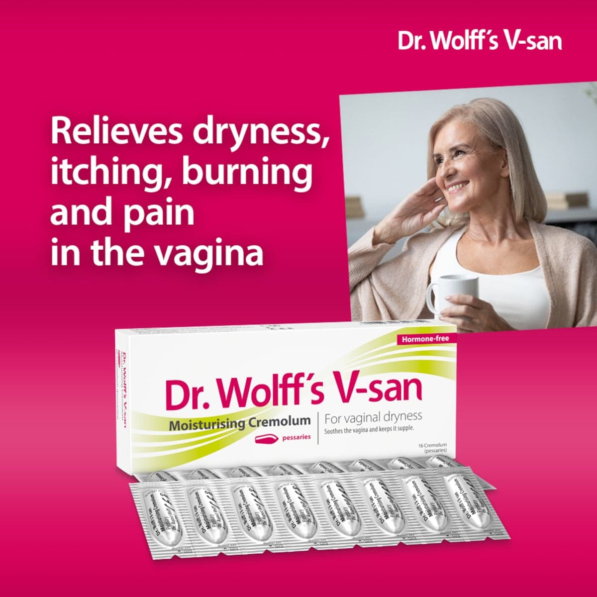 Thumbnail Dr Wolff's V-san Moisturising Cremolum Pessaries 16 Pack