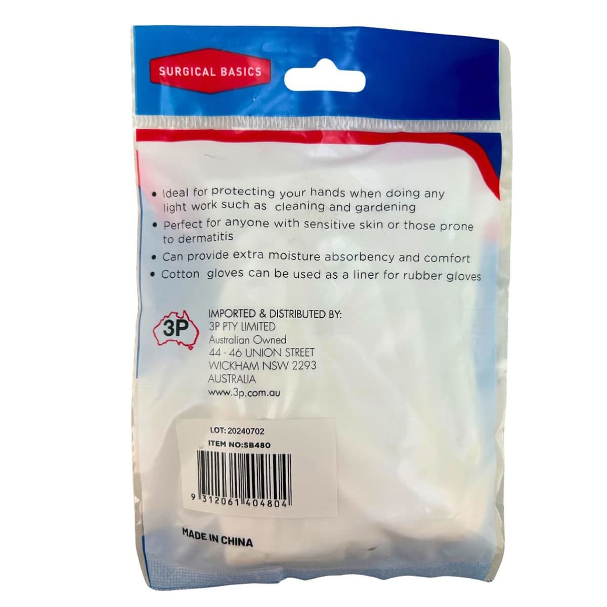Thumbnail 3P Surgical Basics Cotton Gloves Small 1 Pair