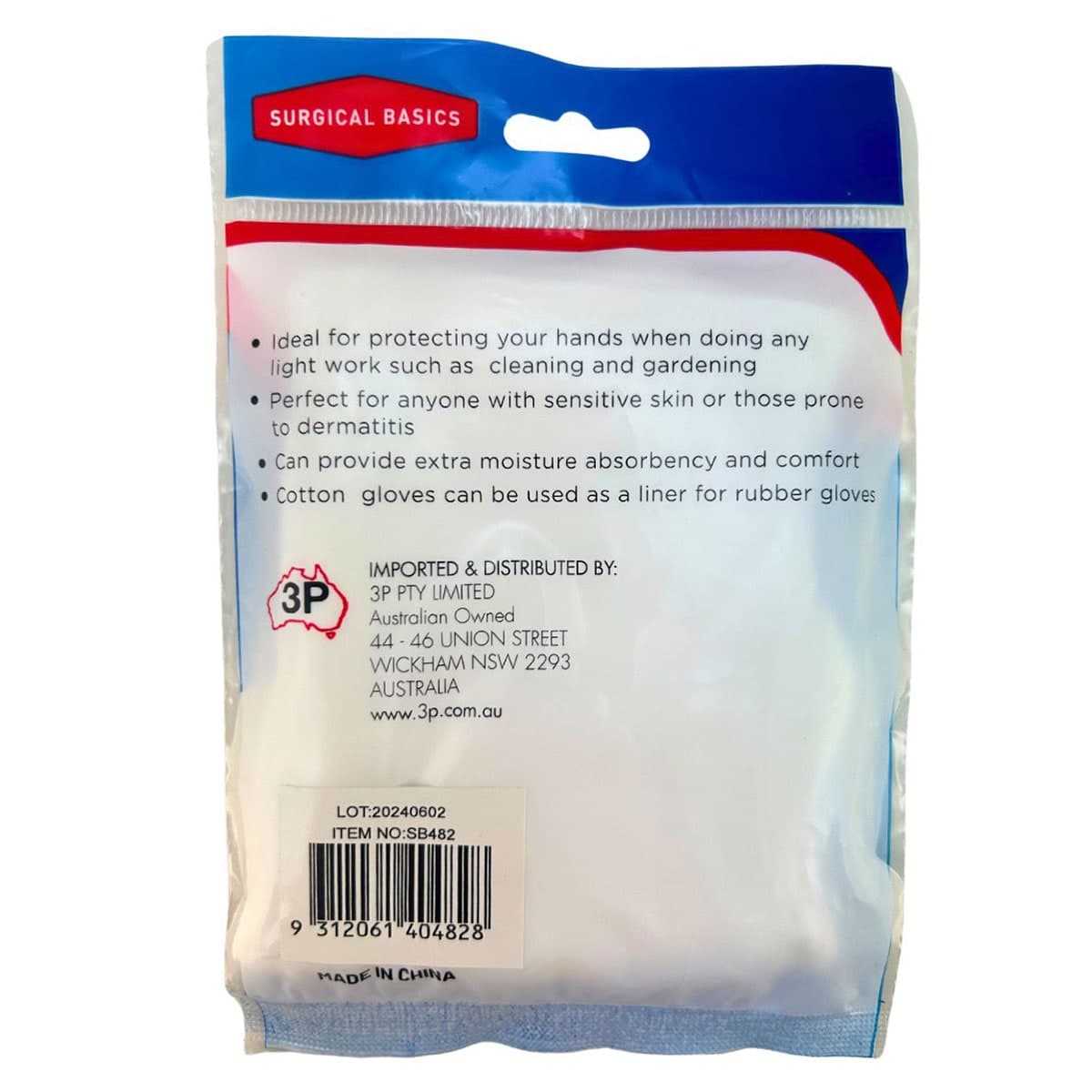 Thumbnail 3P Surgical Basics Cotton Gloves Large 1 Pair