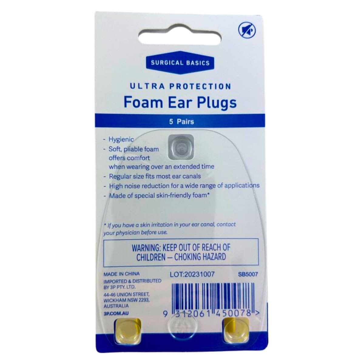 Thumbnail 3P Surgical Basics Ultra Protection Foam Ear Plugs 5 Pairs