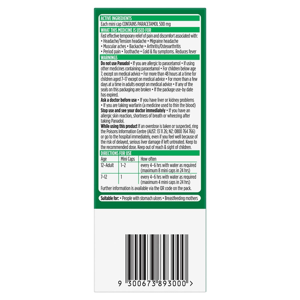 Thumbnail Panadol Mini Caps 500mg Paracetamol 16 Pack