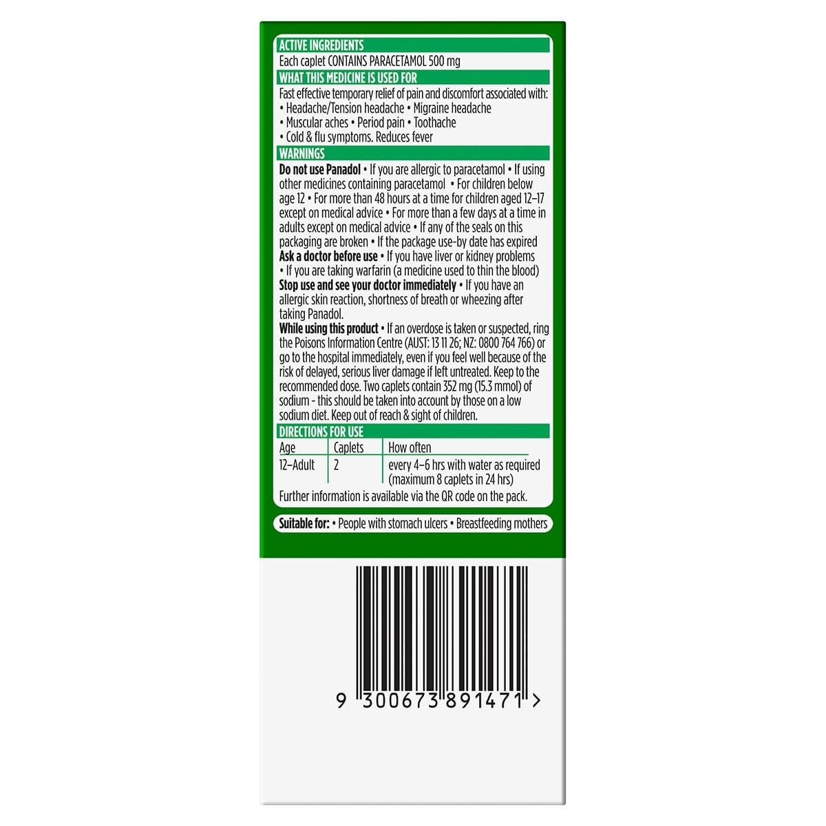 Thumbnail Panadol Rapid 500mg Paracetamol Pain Relief Caplets 16 Pack