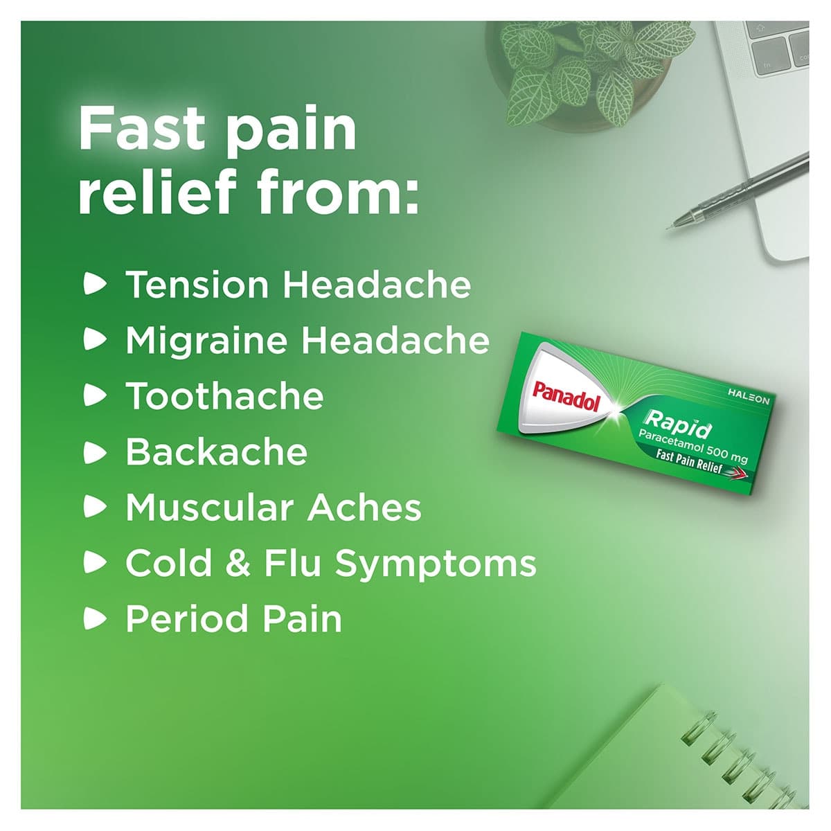 Thumbnail Panadol Rapid 500mg Paracetamol Pain Relief Caplets 16 Pack