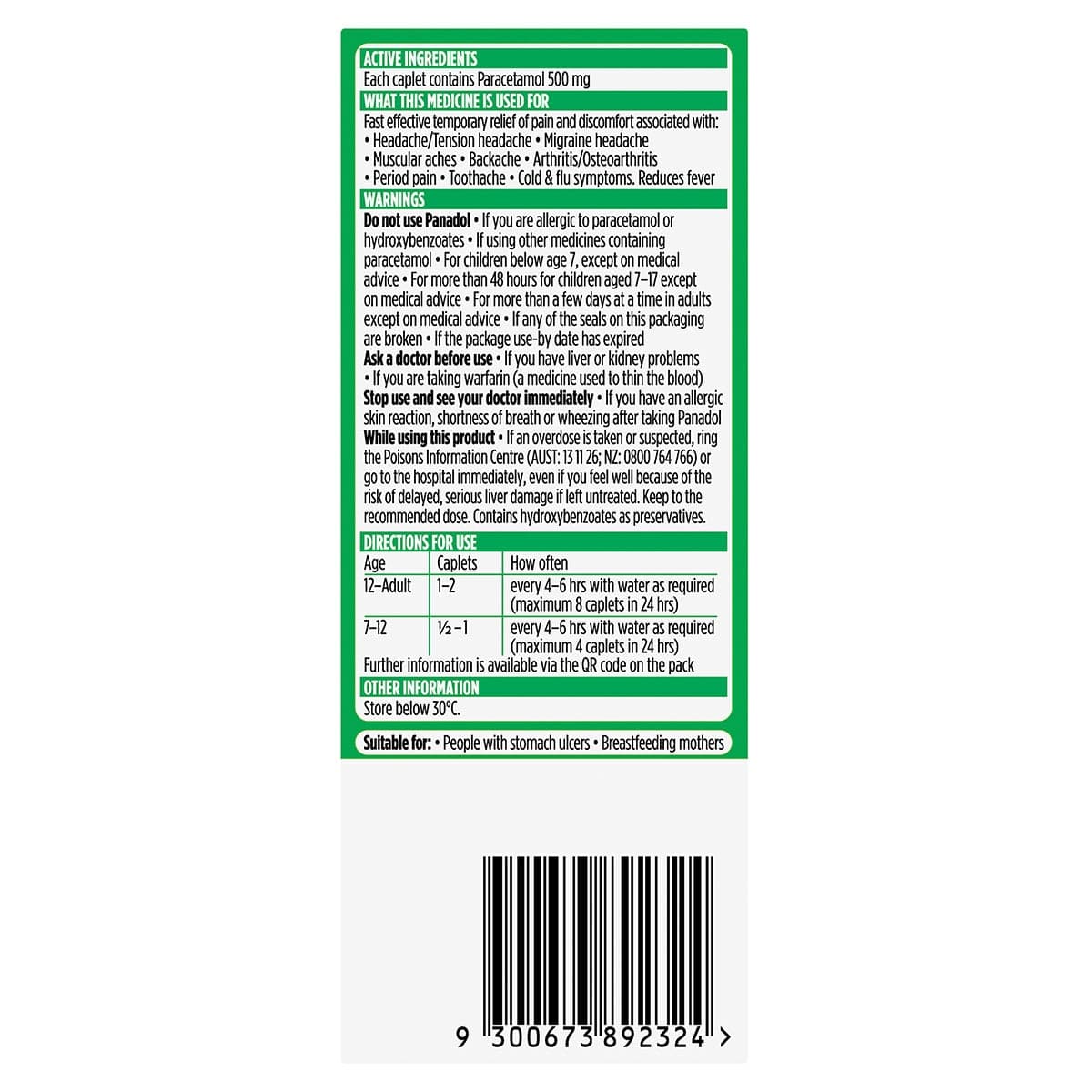 Thumbnail Panadol Optizorb 500mg Paracetamol Caplets 16 Pack