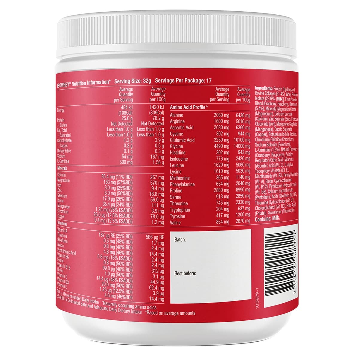 Thumbnail Isowhey Clear Cranberry Raspberry 550g