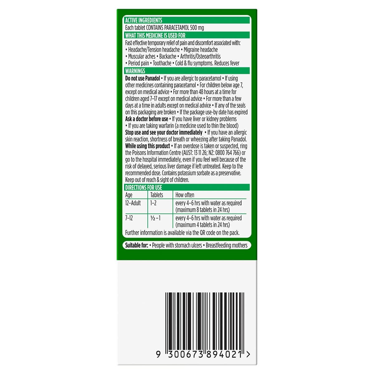 Thumbnail Panadol Paracetamol 500mg Pain Relief 16 Tablets