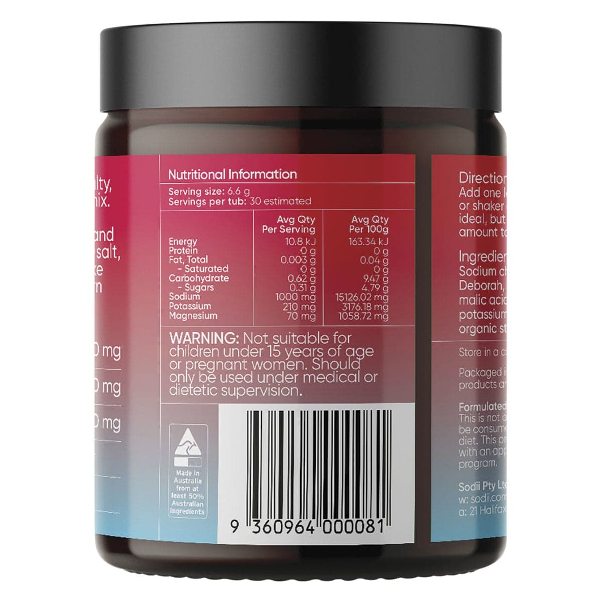 Thumbnail Sodii Everyday Hydration Salts Salty Raspberry 185g
