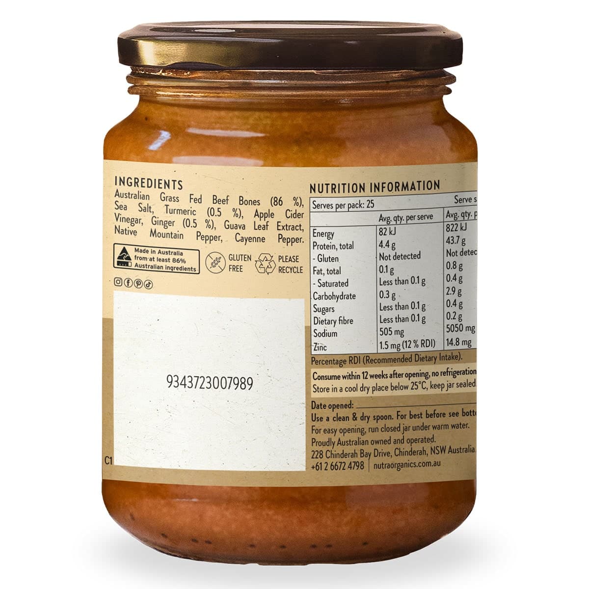 Thumbnail Nutra Naturals Beef Bone Broth Concentrate - Turmeric Ginger 250g