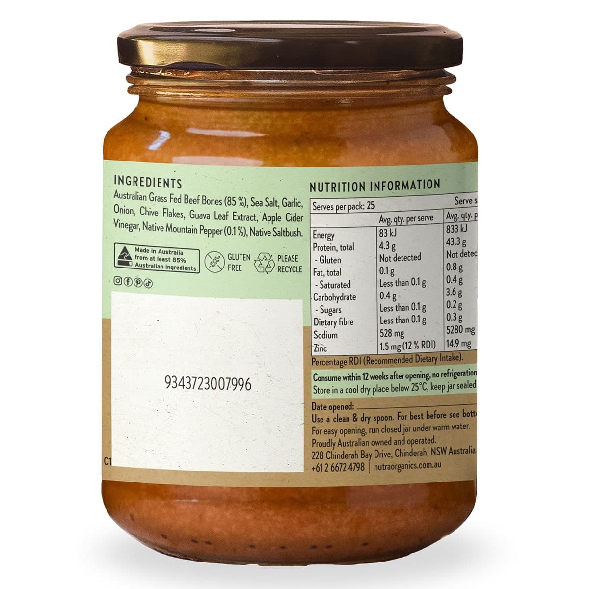 Thumbnail Nutra Naturals Beef Bone Broth Concentrate - Native Herbs 250g