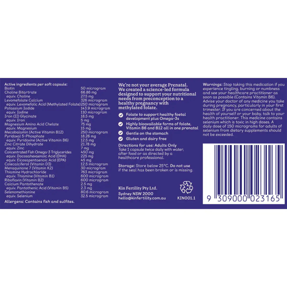 Thumbnail Kin The Prenatal 60 Capsules